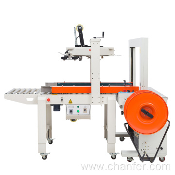 Carton side belts sealing packaging and strapping machine